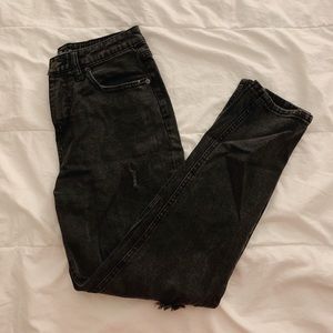 Black Distressed Mom Jeans